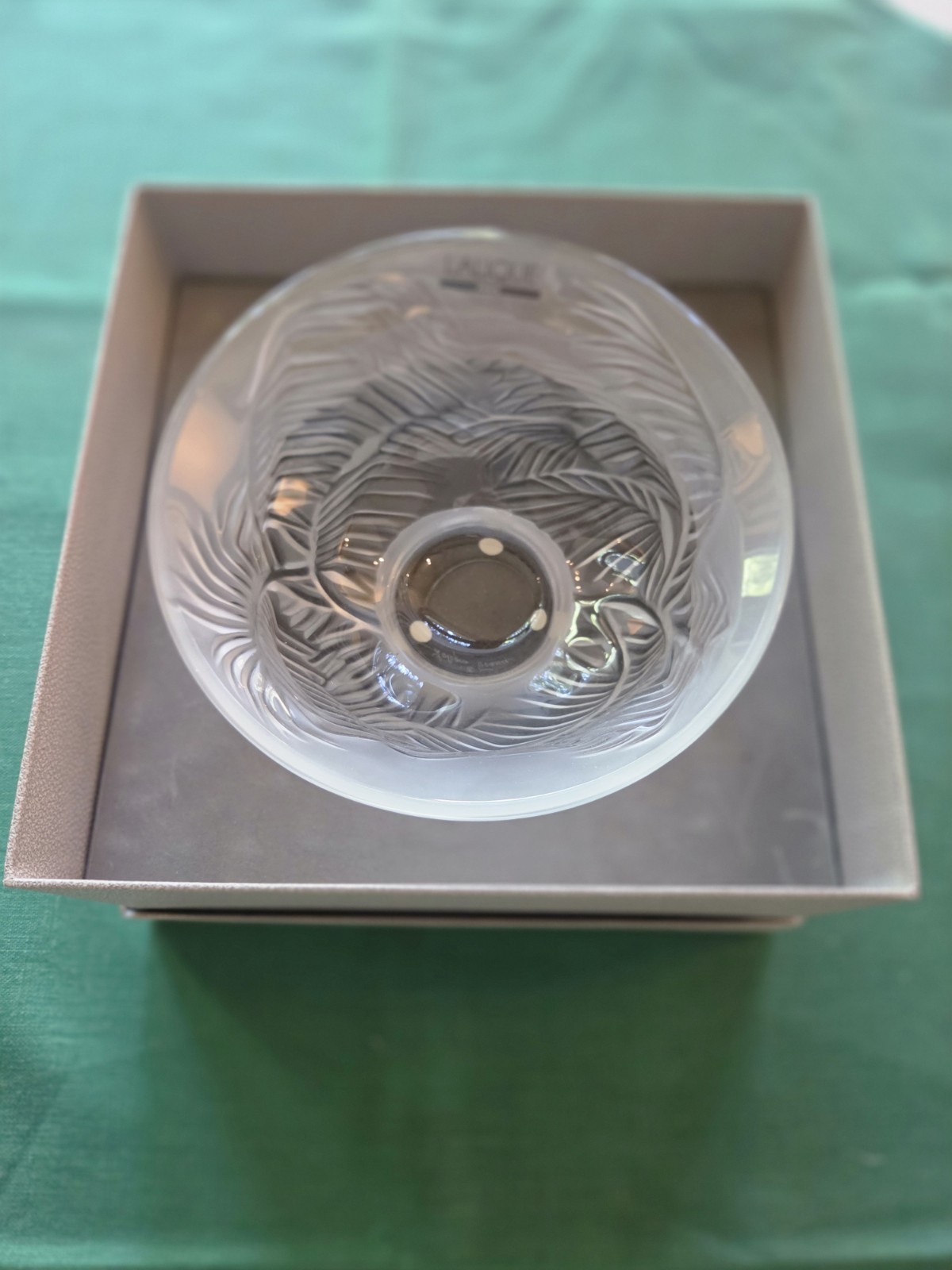 Lalique France Kelapa Crystal Palm Leaf Bowl – MINT In Original Box & Paperwork