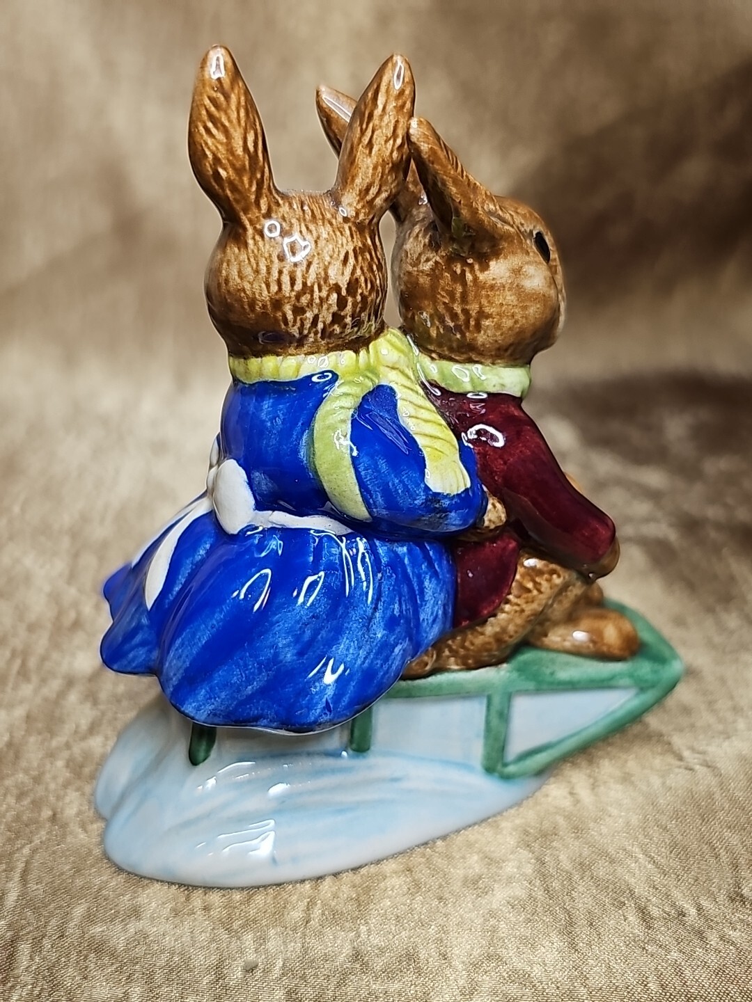 Royal Doulton Billie & Buntie Bunnykins Sleigh Ride Figurine DB4 Vintage 1st Ed