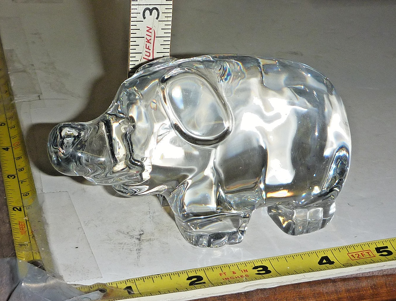 Vtg Lead Crystal/Glass PIG Paperweight/Sculpture -Portugal ~4½”L – 1 Lb 9 Oz
