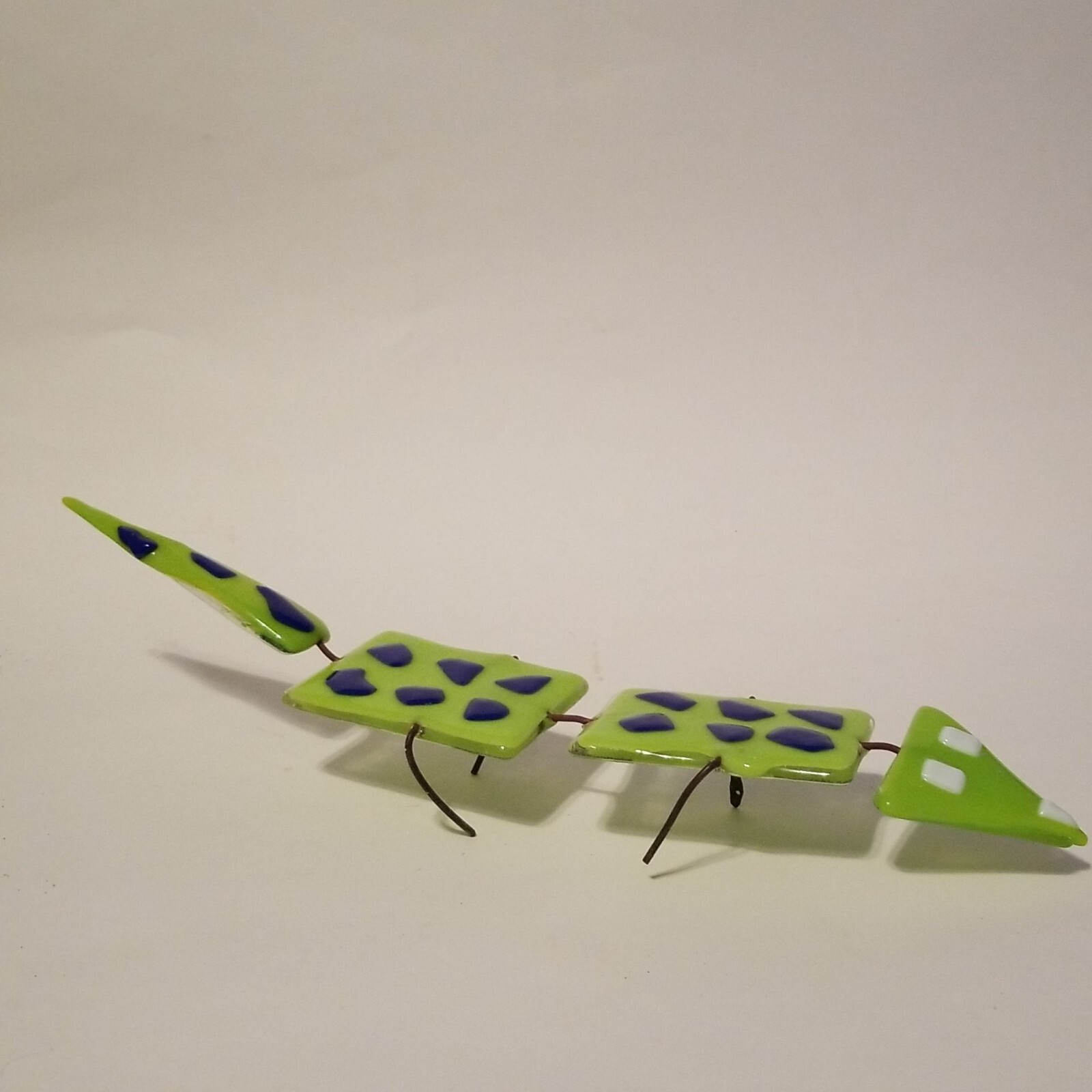 Alligator Hand Made Handcrafted Fused Glass & Metal 13″ Long, Posable and Cute