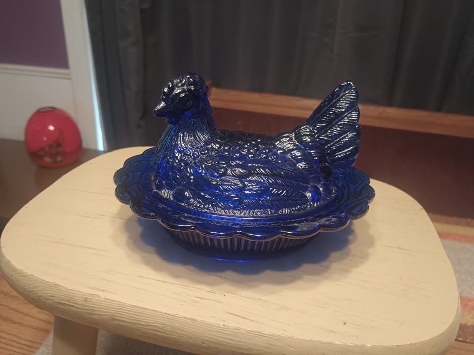 Vintage Mosser Glass Cobalt Blue HON 6.5″ X 4″ In Mint Condition.
