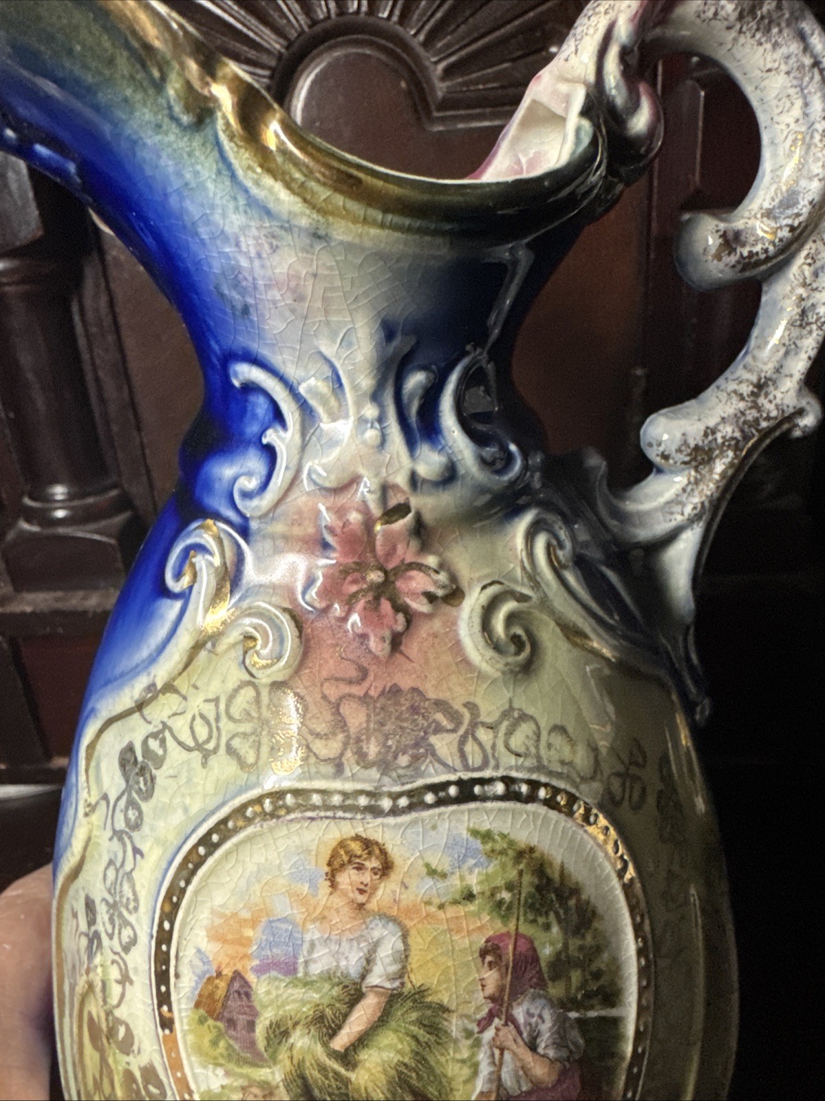 Antique 8 1/4 inches tall Cobalt Blue Vase Royal Vienna