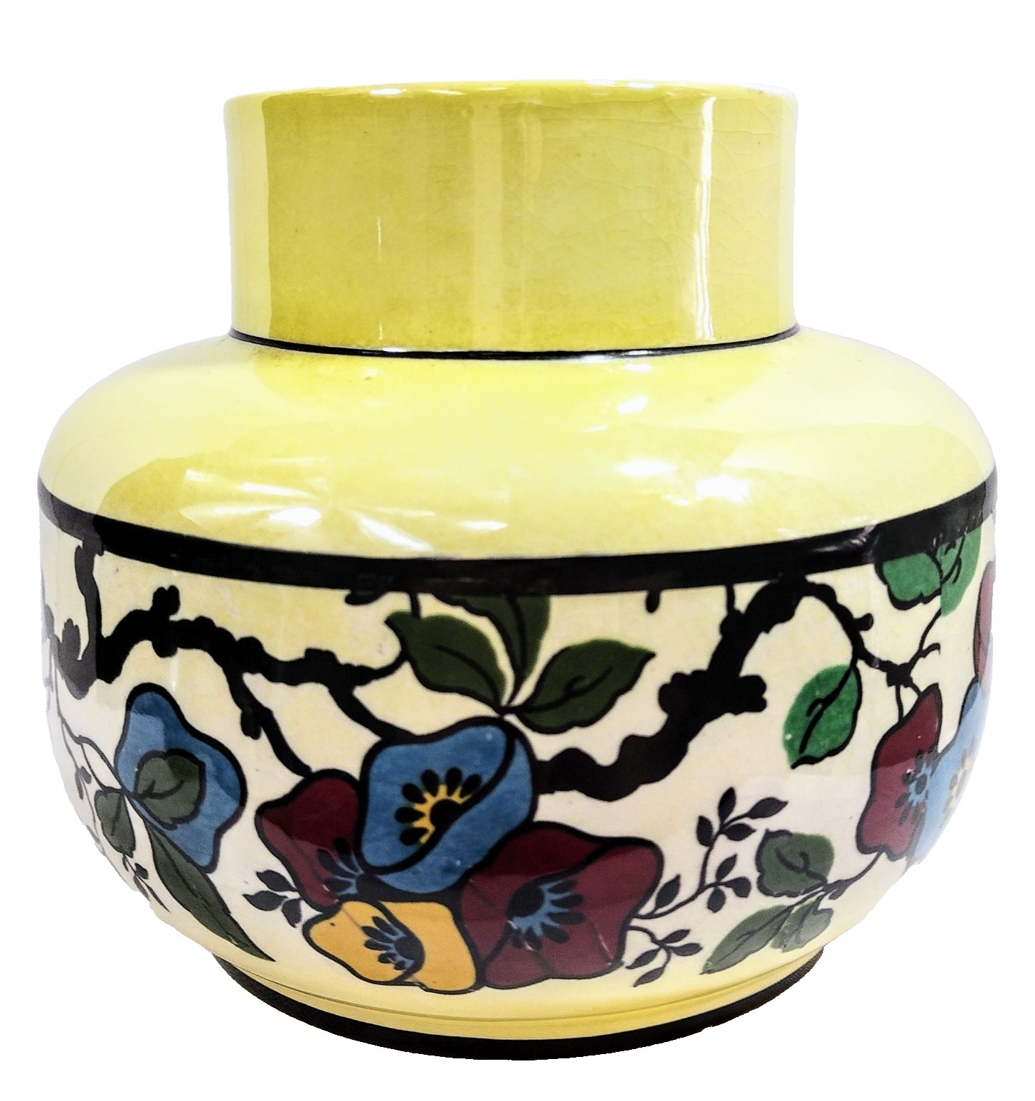 Staffordshire England Art Deco Pottery Jardiniere Hand Paint Persian Collectible