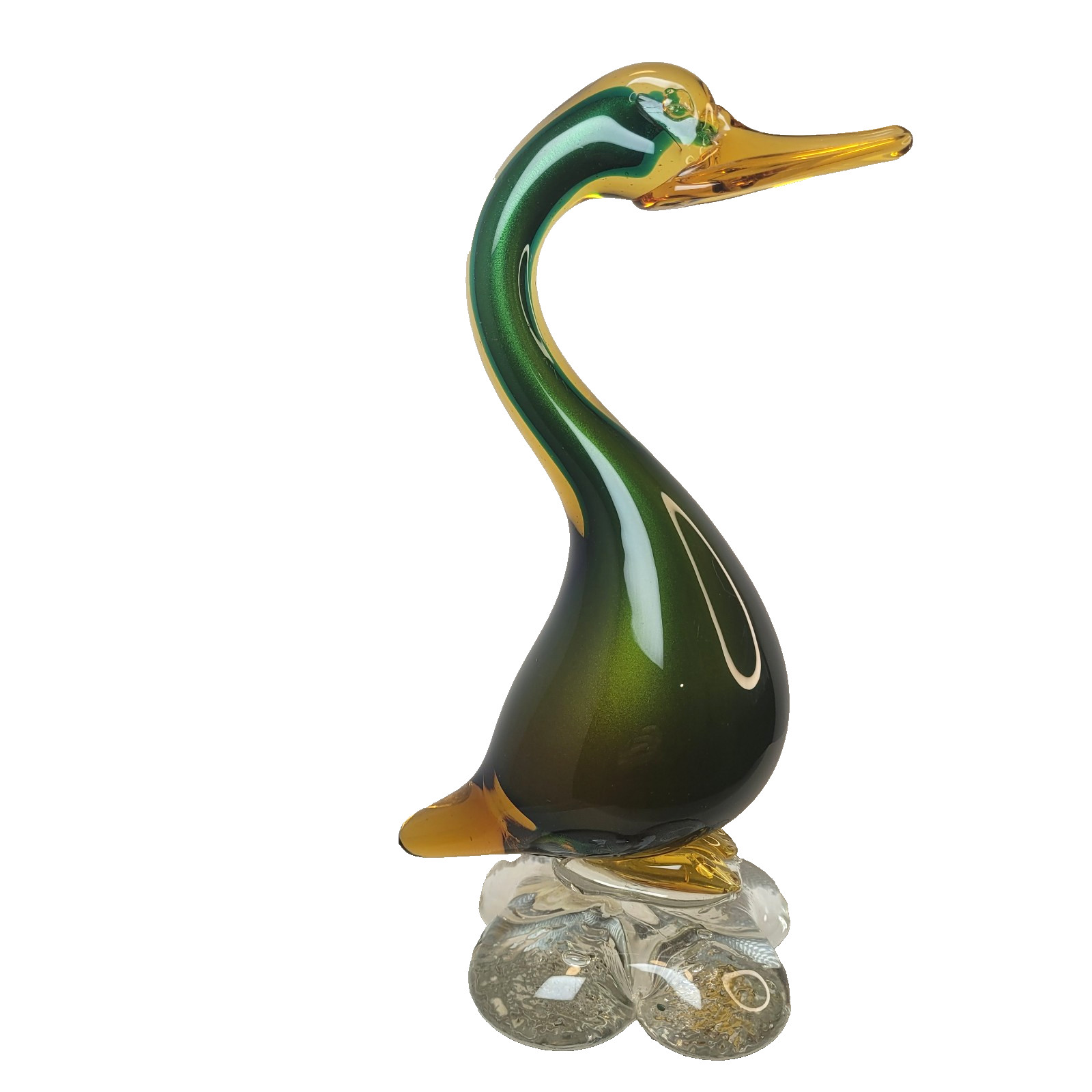 Vintage MCM MURANO Glass Italy Art Hand Blown GLASS Duck Bird FIGURINE 9.5″