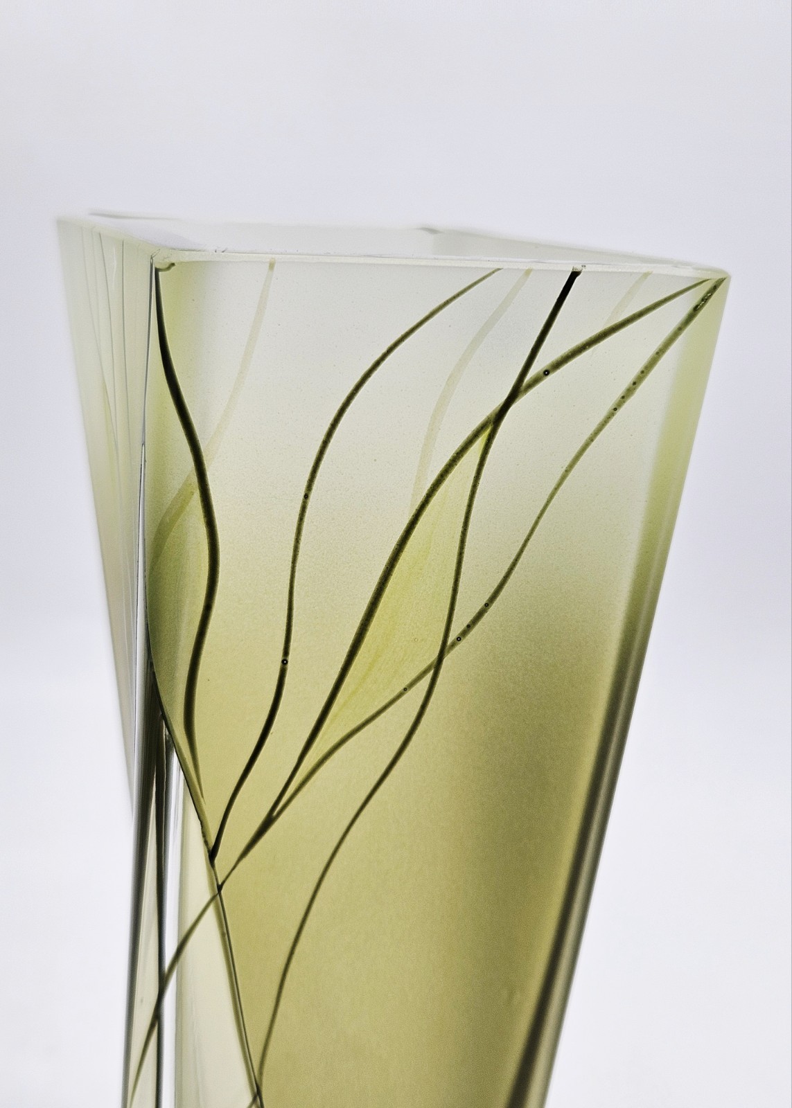 Badash Evergreen 8-inch European Mouth Blown Hand Decorated Square Crystal Vase