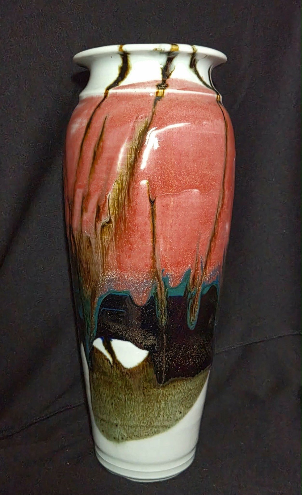 Vintage Ceramic Vase ~ Drip Effect Pottery ~ Mid 20th Century ~ Pottery Vase