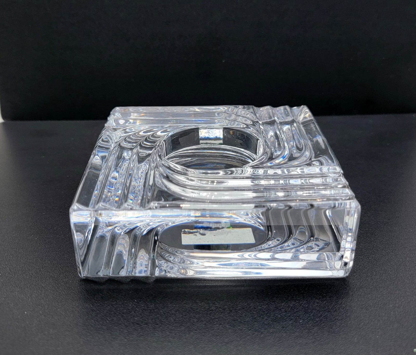 2 Marquis By Waterford Crystal Art Deco Square Votive Candle Holder Set