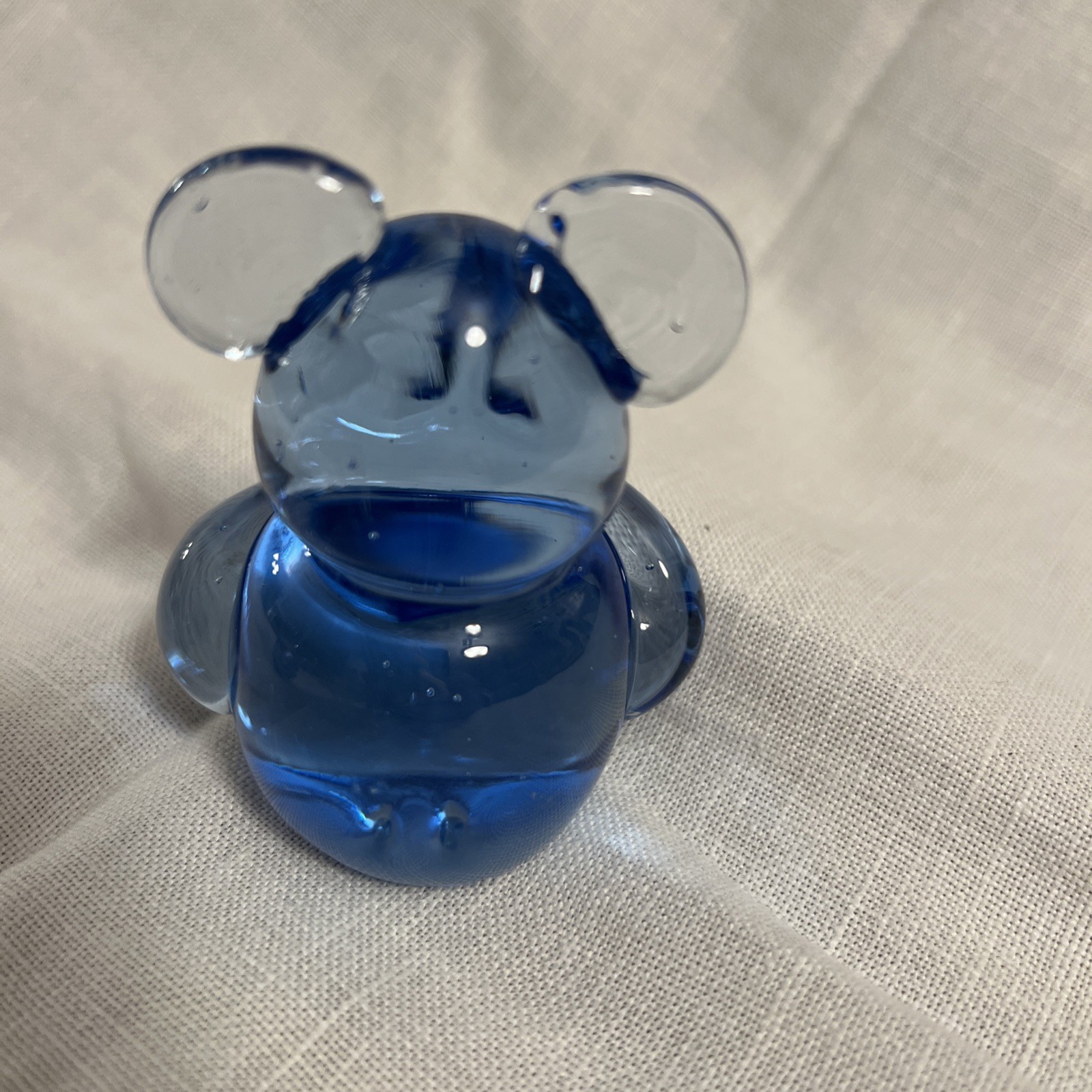 United States Commemorative Fine Art Gallery COBALT BLUE Glass BEAR 3” Pair