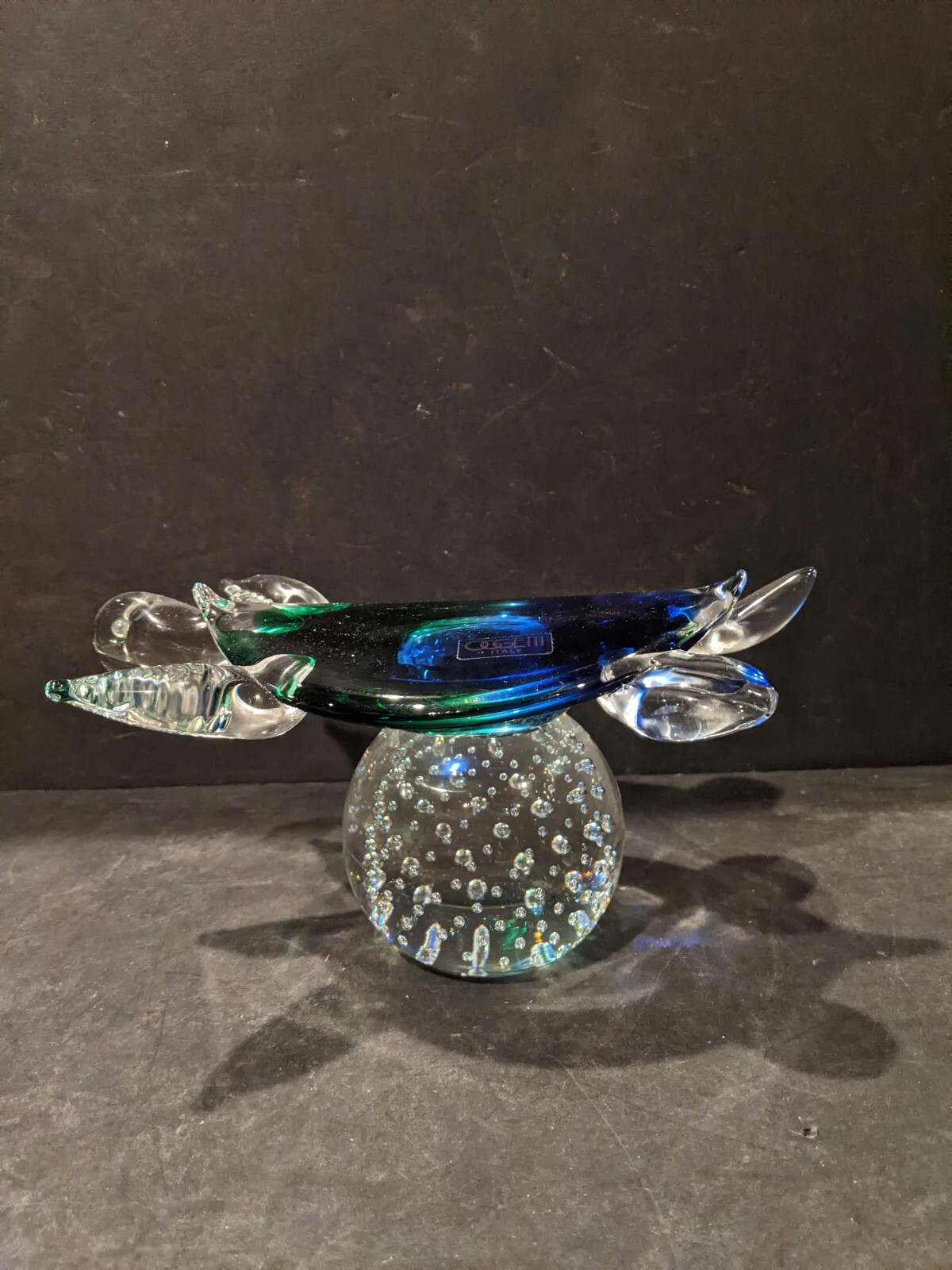 Oggetti Murano Turtle Tortoise blown glass paperweight figurine approx 4″H × 8″W