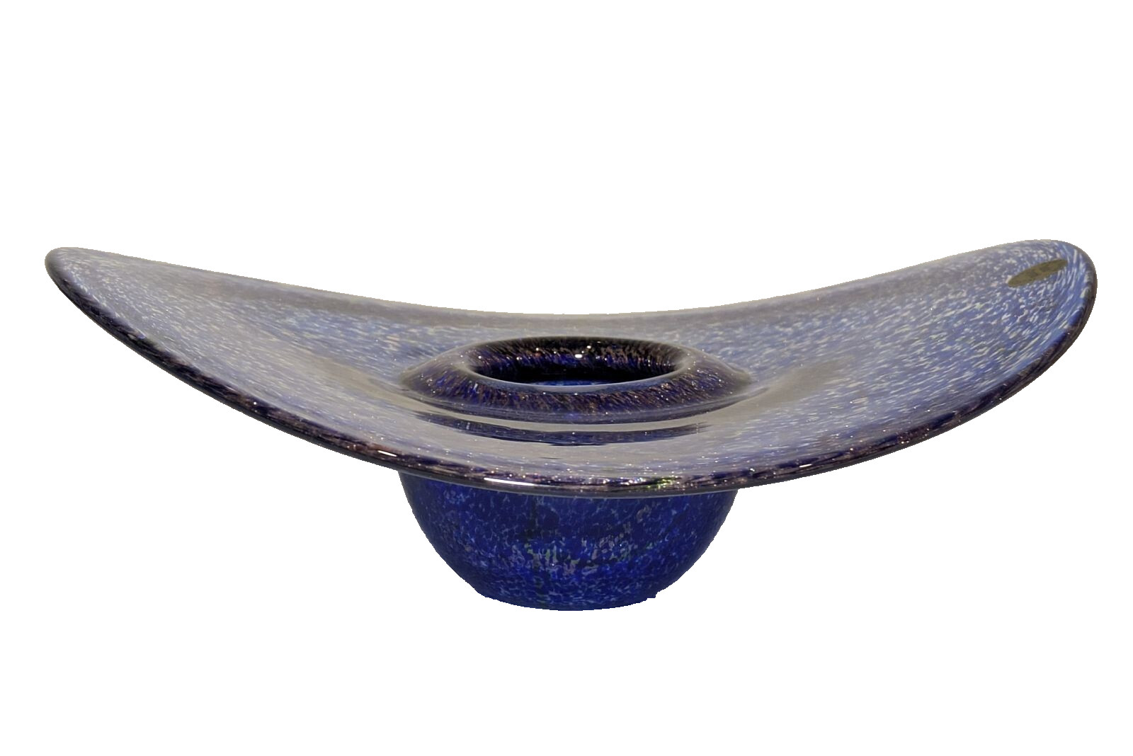 Oasis Blue Crystal Shallow Bowl — Geoffrey Dickinson — Australian Glass Artist