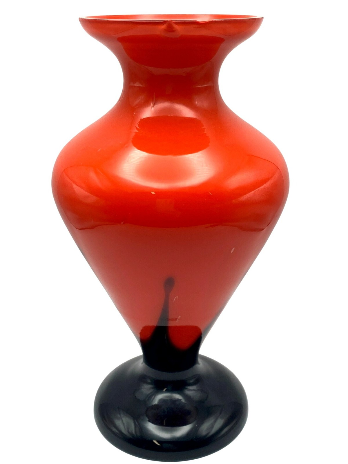 Czech Tango Glass Vase Czechoslovakia Acid Etched Orange Black Art Deco Kralik