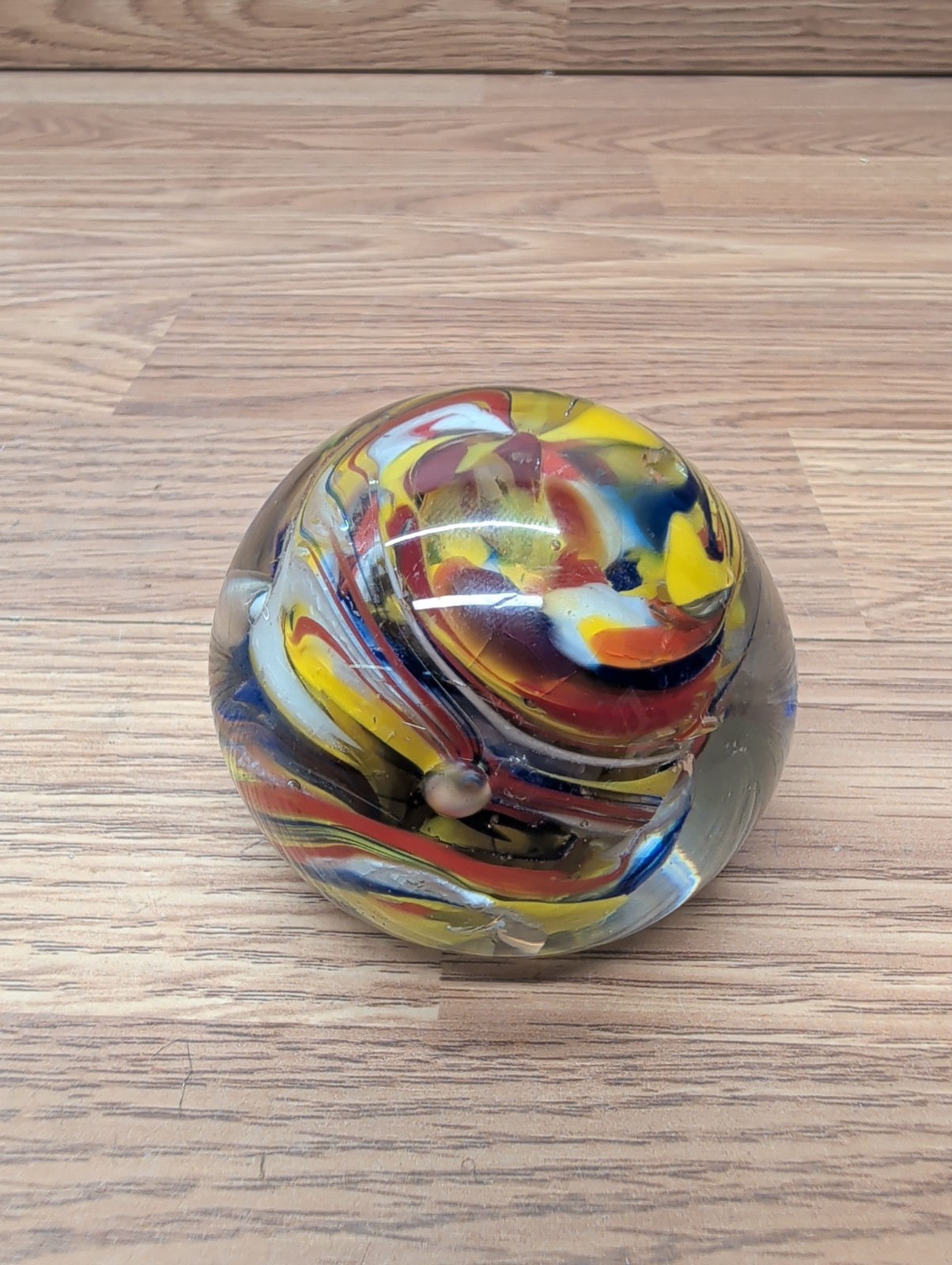 Vintage Murano Style Art Glass Multi Color Hand Blown Paperweight Made in India