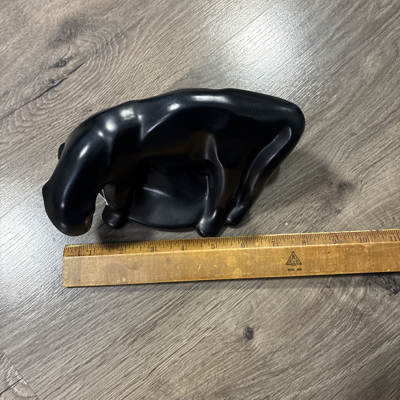 Vtg MCM Frankoma Clay Pottery Matte Blue Black Panther Cat Puma 112 Gunmetal?