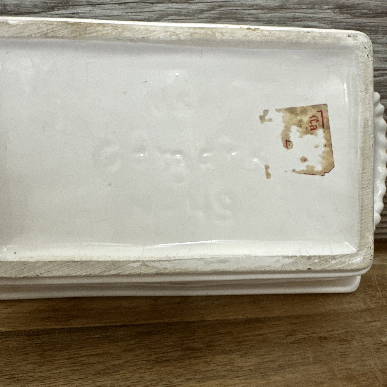 camark pottery vintage Basket Rectangle Rope Trim N49 Made In USA Handles