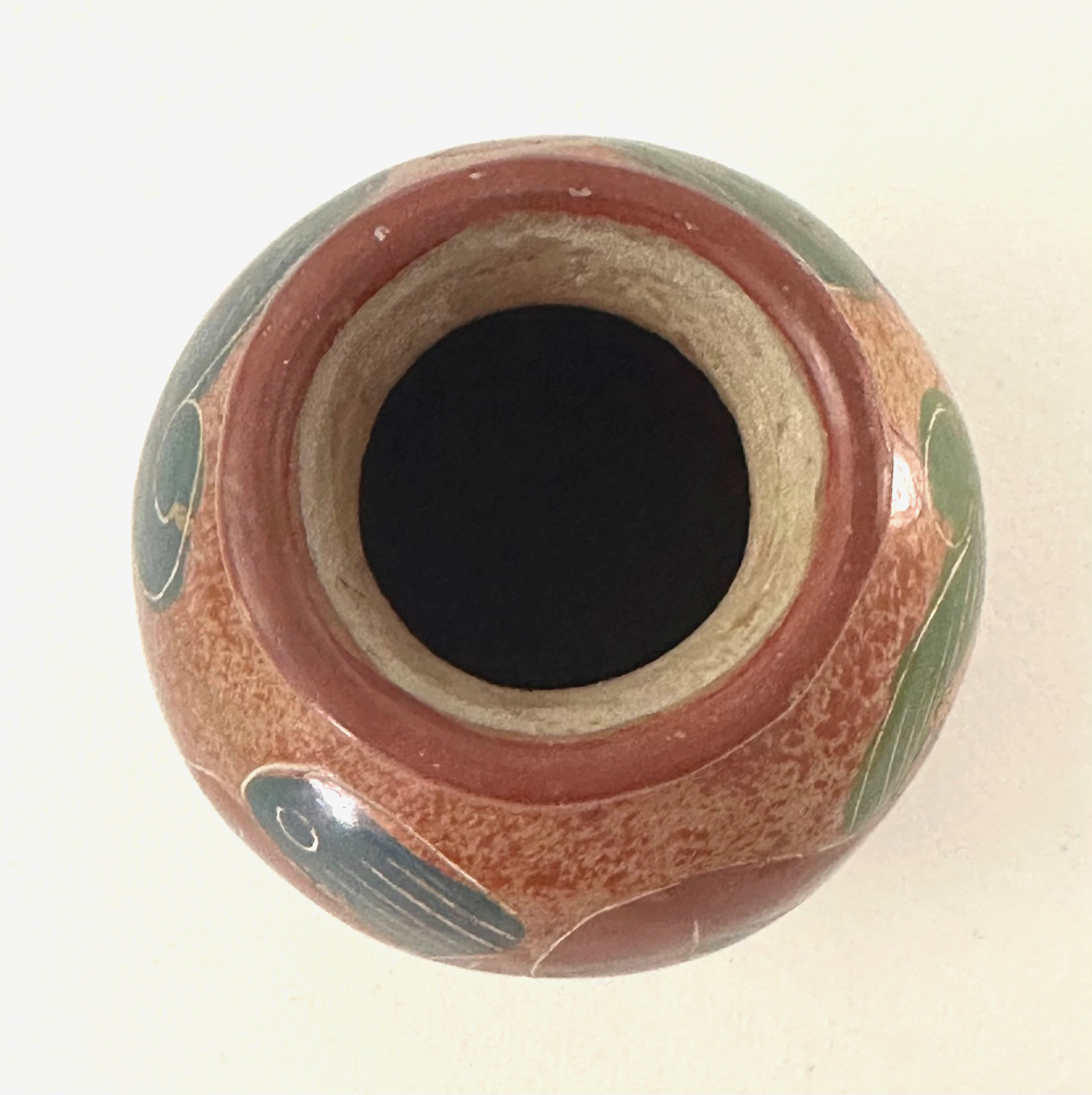 Vintage Hand Painted Nicaraguan Pottery Vase San Juan de Oriente Clay c. 1980s