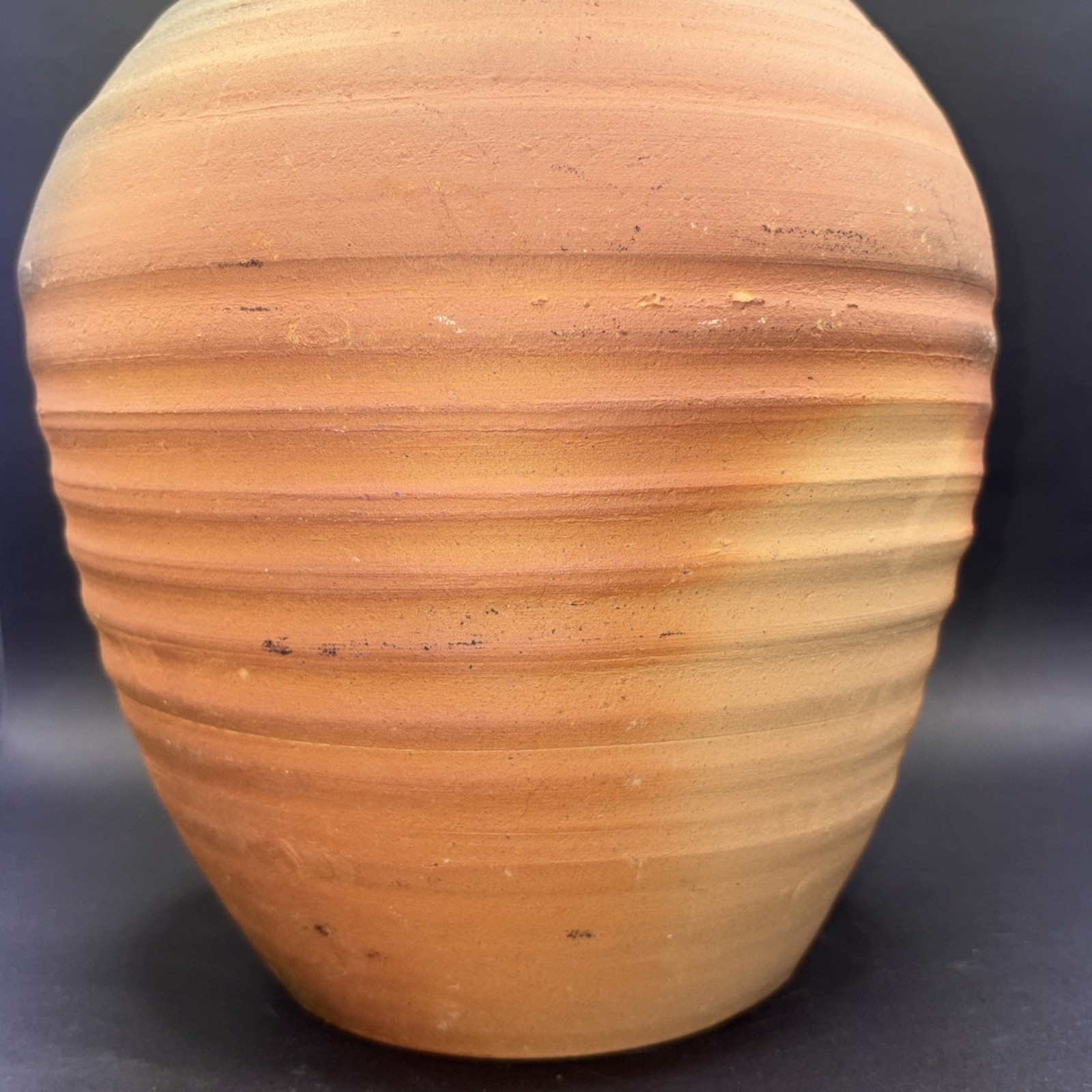 Adrian Cotter Large 14″ Lidded Vase Ribbed Studio Pottery AC Stamped NZ Art MCM