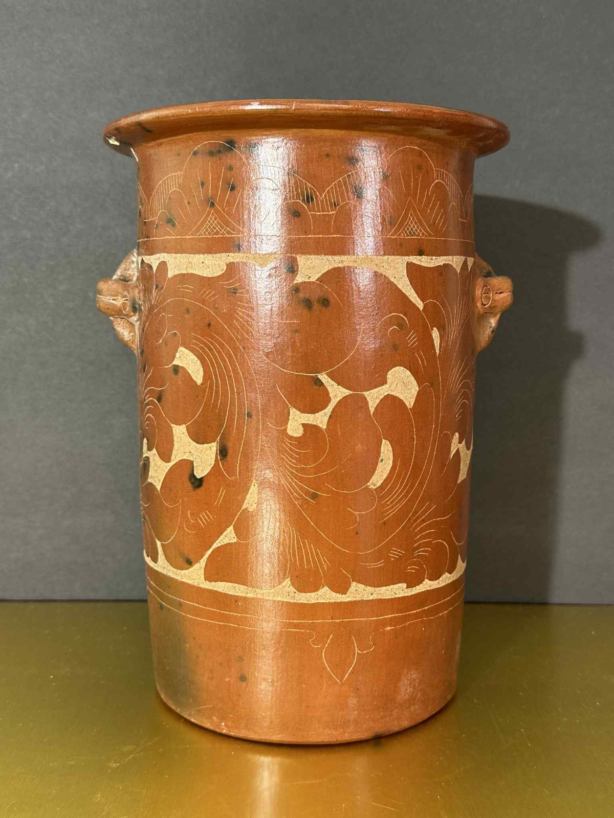 VINTAGE INDONESIAN POTTERY VASE HANDMADE FROM TERRACOTTA CLAY – 10.25″ Tall