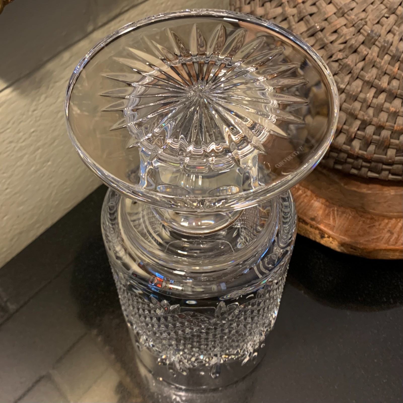 RARE House of Waterford Crystal 14 1/2″ Lidded Urn or Jar Ireland – Excellent