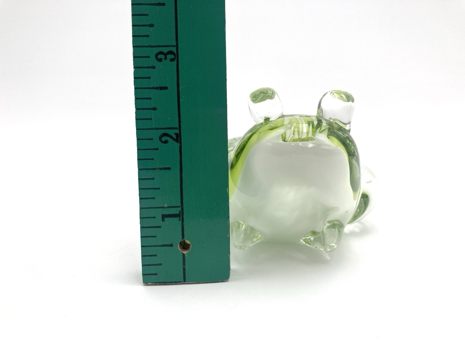 Art Glass Frog Toad Paperweight Speckled Green Vtg SPI Home 3.5” X 4.5”