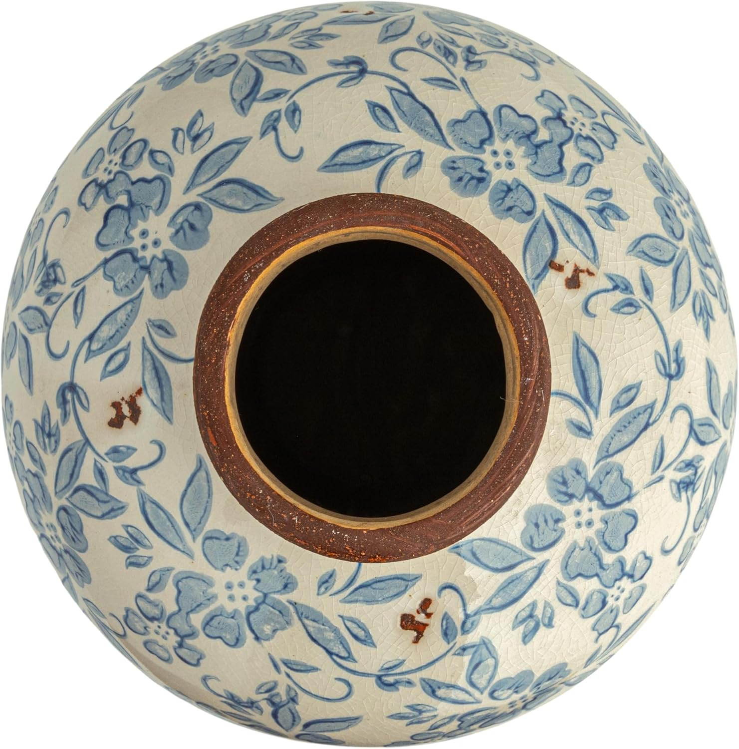 Creative Co-Op DF2720 8″ H Terracotta Floral Transferware Pattern & Crackle Fini