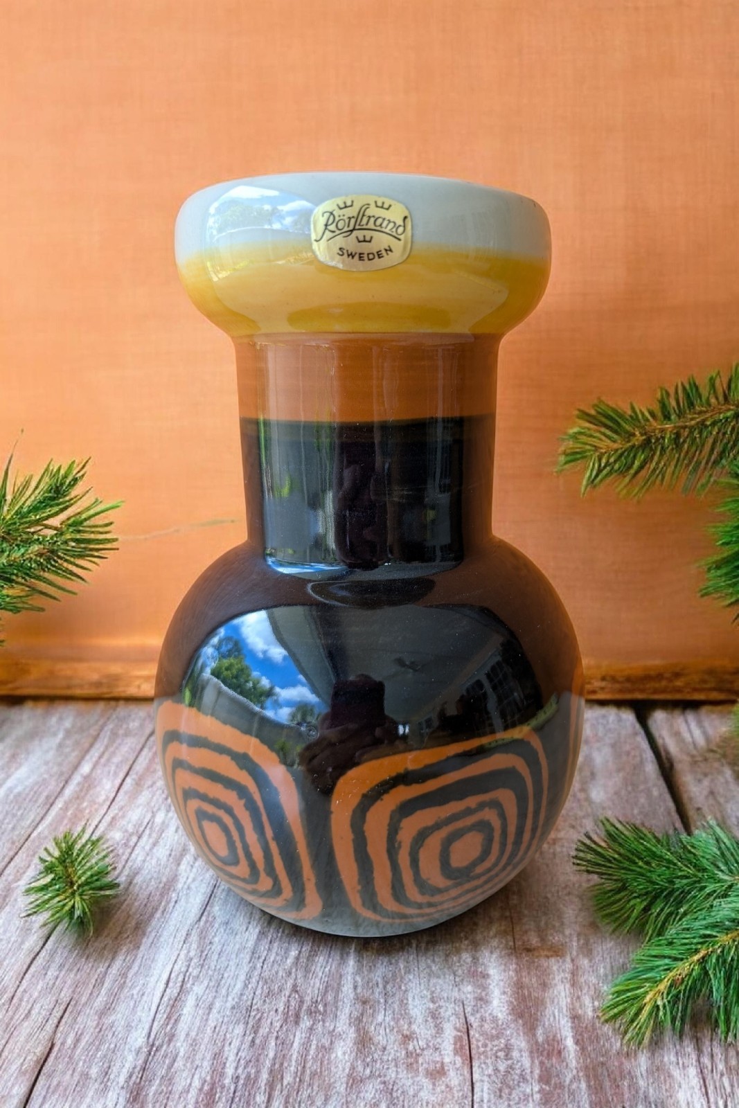 Vintage Rorstrand Sweden Drejar Gruppen 1974 Studio Pottery Vase Mid Century MCM