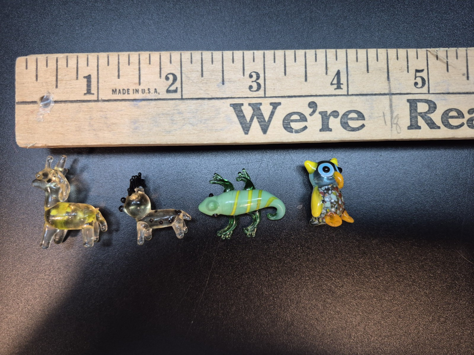 Miniature Hand Blown Glass Animals Lot Deer Horse Owl Lizard Mini Dollhouse