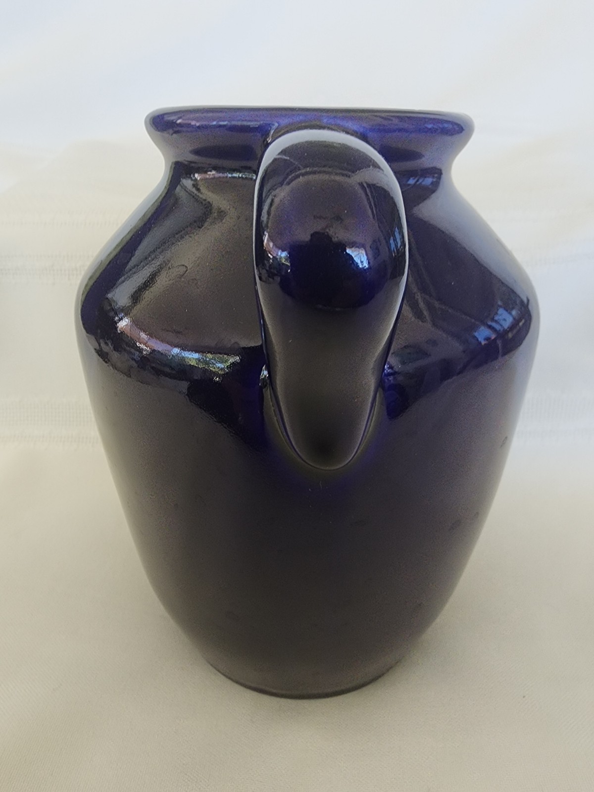 McCoy Pottery Signed 150 Year Anniversary Cobalt & Gold Handled Oil Jar or Vase