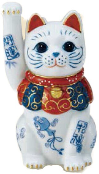 Yakushigama Somenishiki Good Luck Lucky Maneki-neko Long Right Hand Raised 4.5