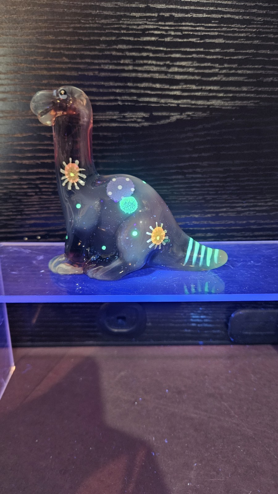 Fenton Special Order QVC Plum Opalescent Dinosaur Dino Dots Spots UV Reactive