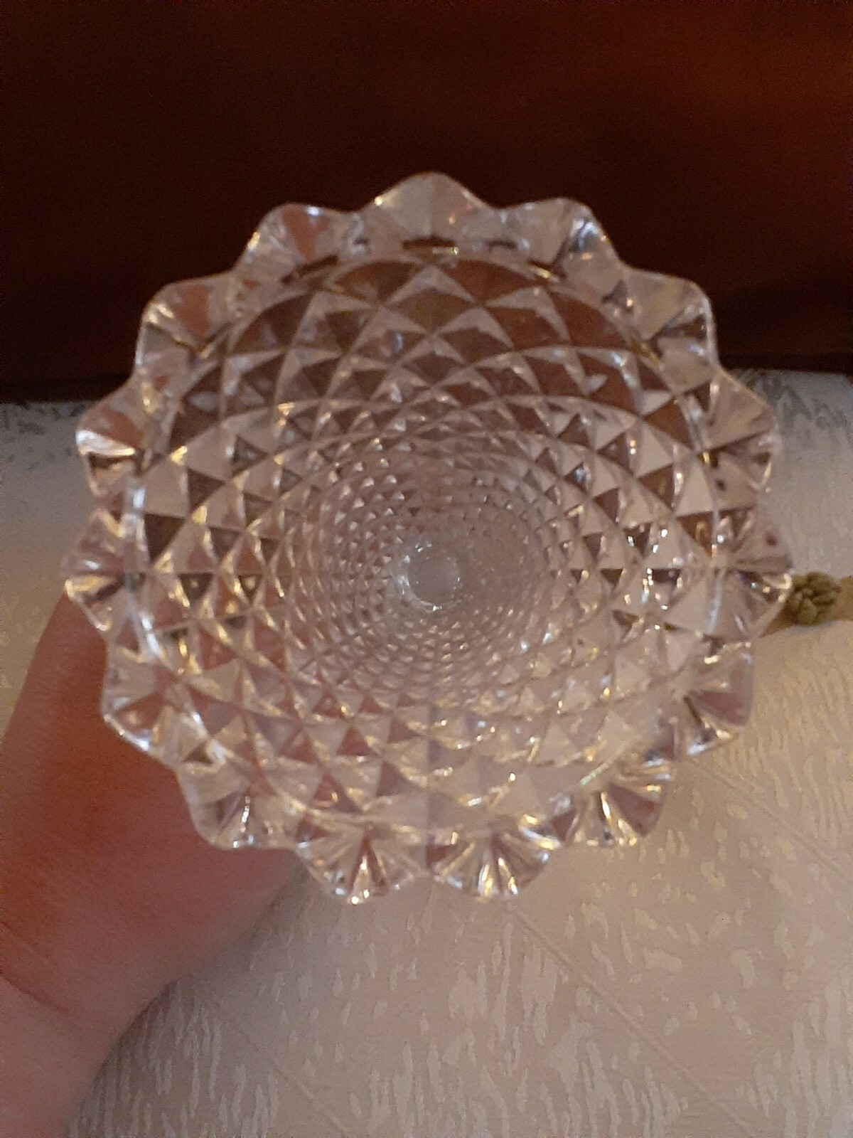 Vintage clear Cut crystal footed Vase 8.25″ Length