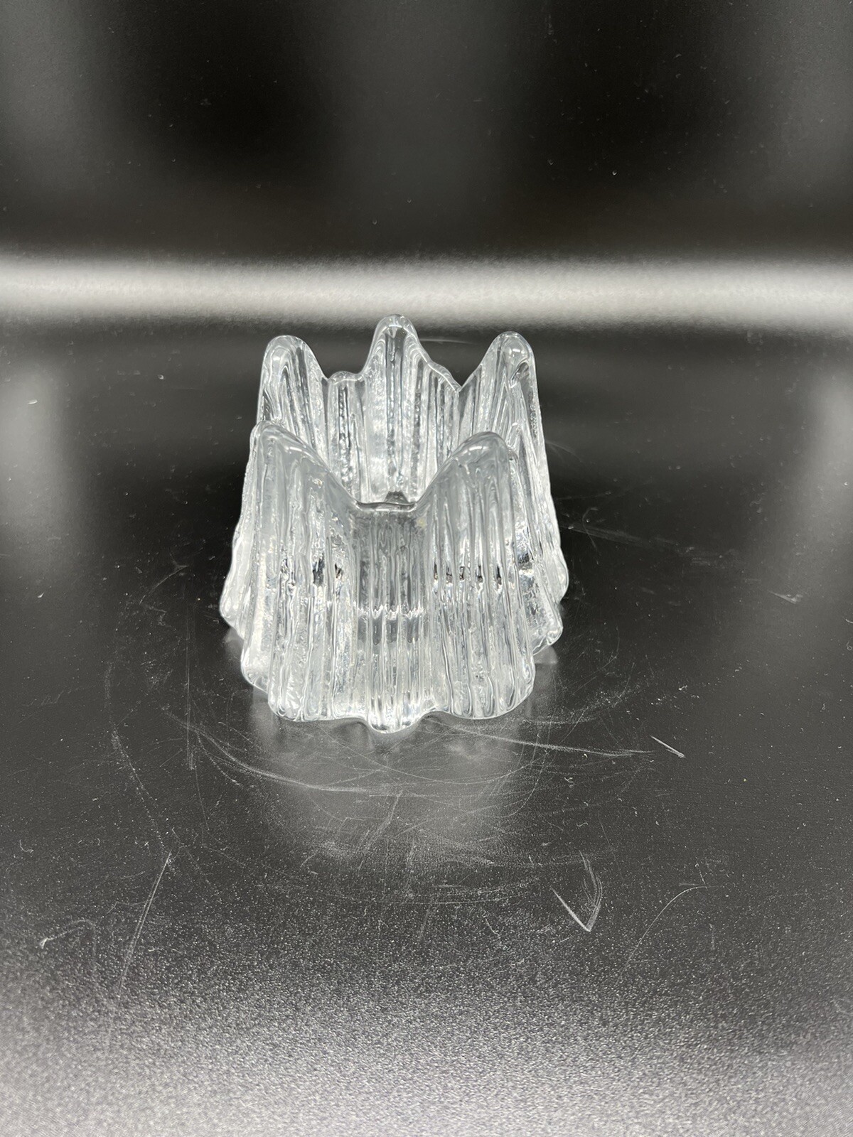NYBRO SWEDISH GLASS VOLCANO ICE MID CENTURY GLASS CANDLE HOLDER RUNE STRAND