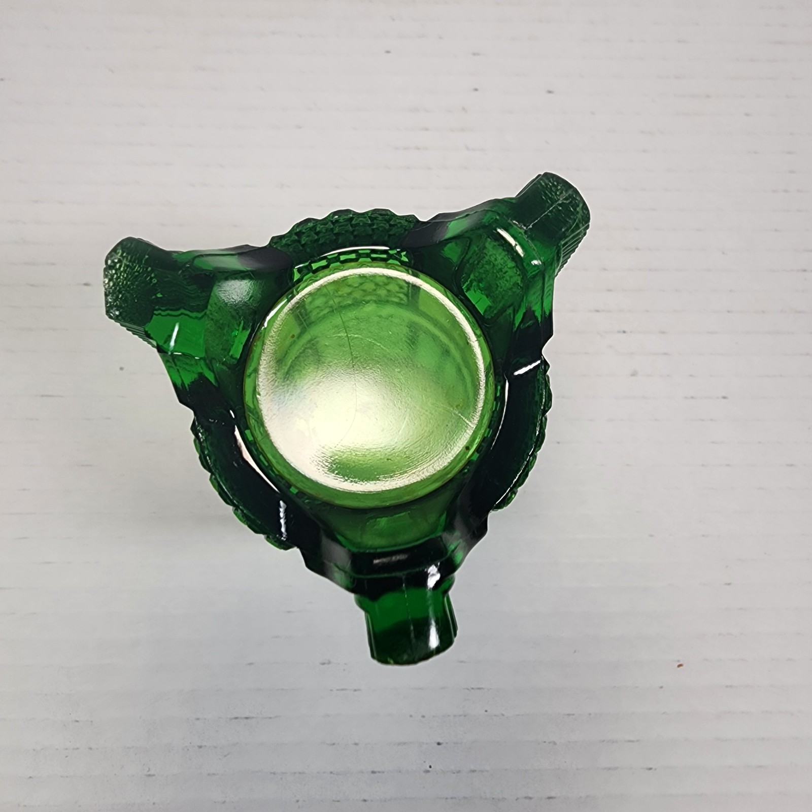 EAPG U.S. Glass Co. Emerald Green Bow & Daisy Button Vase 1890’s Glassware Read