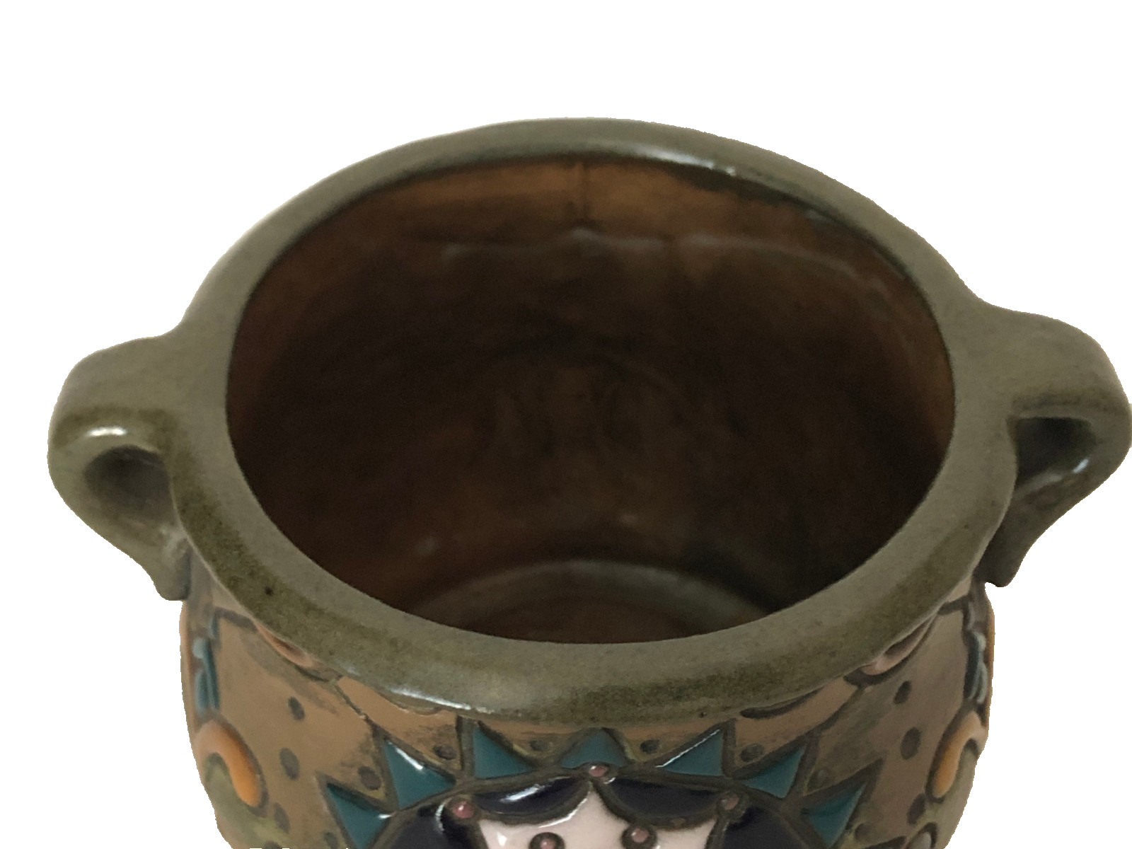 Amphora Turn Teplitz Austria Art Nouveau Pottery 3.23″ Cachepot ca: 1900-1919
