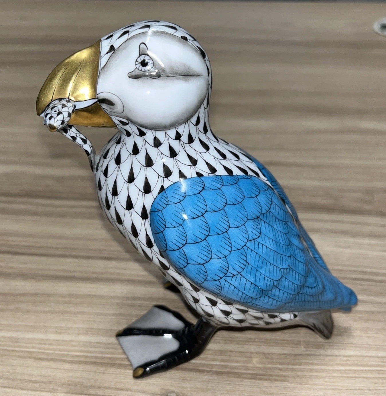 Herend Rust Fishnet Puffin 4.5″ Porcelain First edition