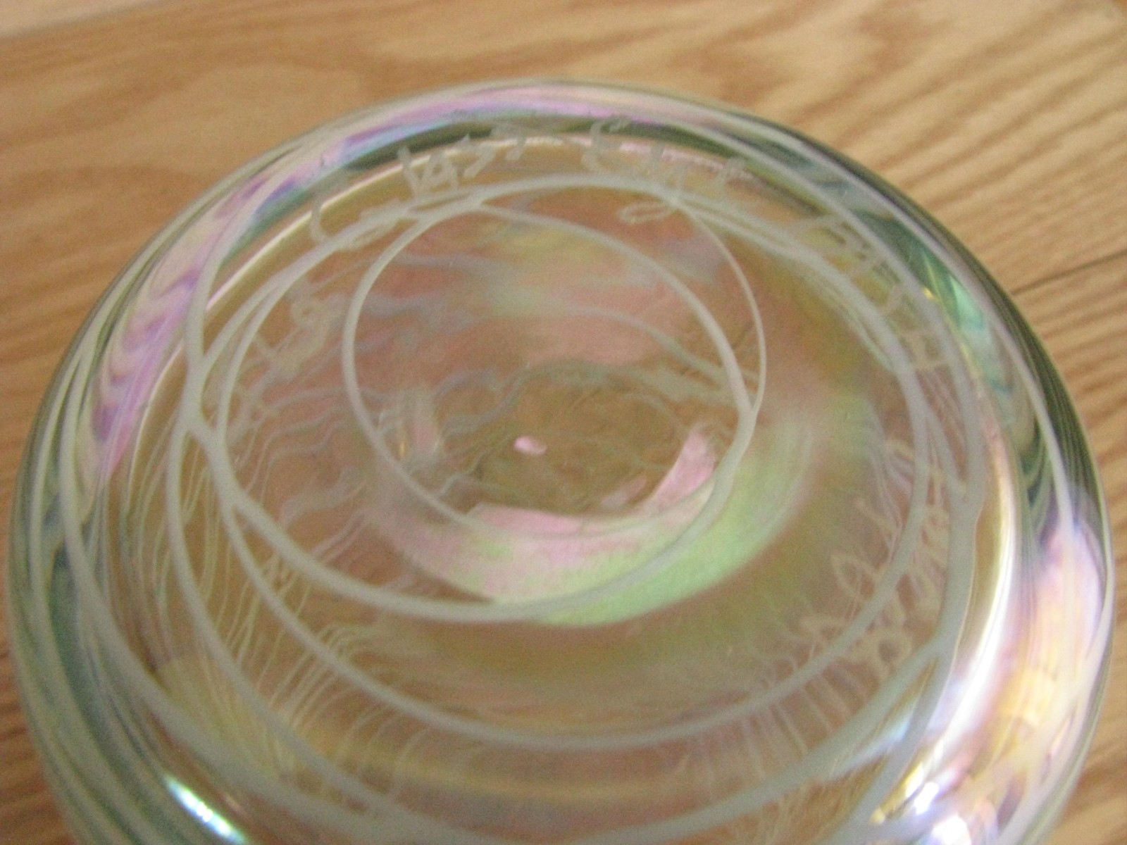 Vintage 1988 GLASS EYE Studio Vase DRIZZLE Iridescent THICK glass, 6 inch
