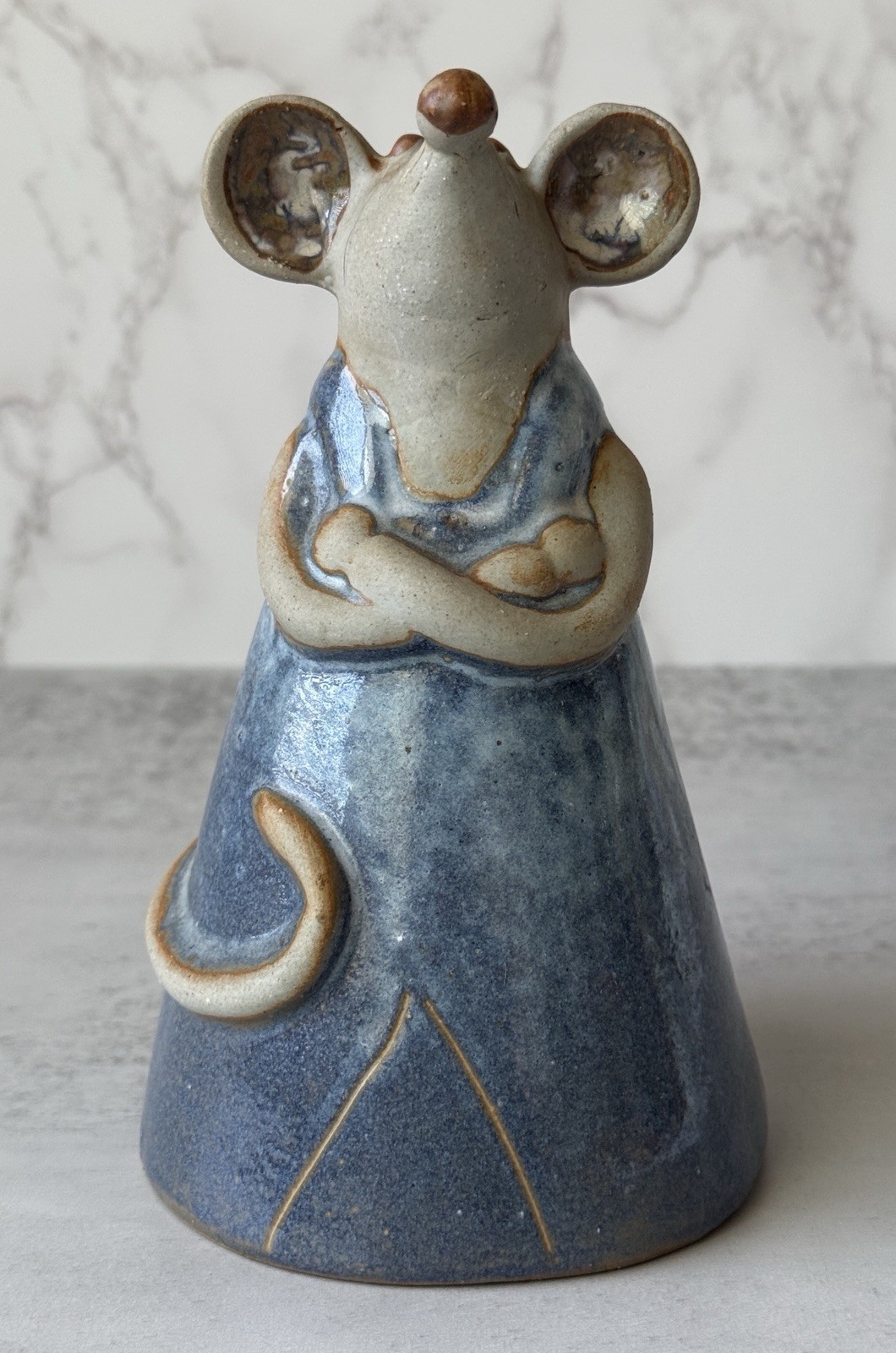 Vintage Scandinavian Pottery Mouse 7” Statue Figurine Stoneware
