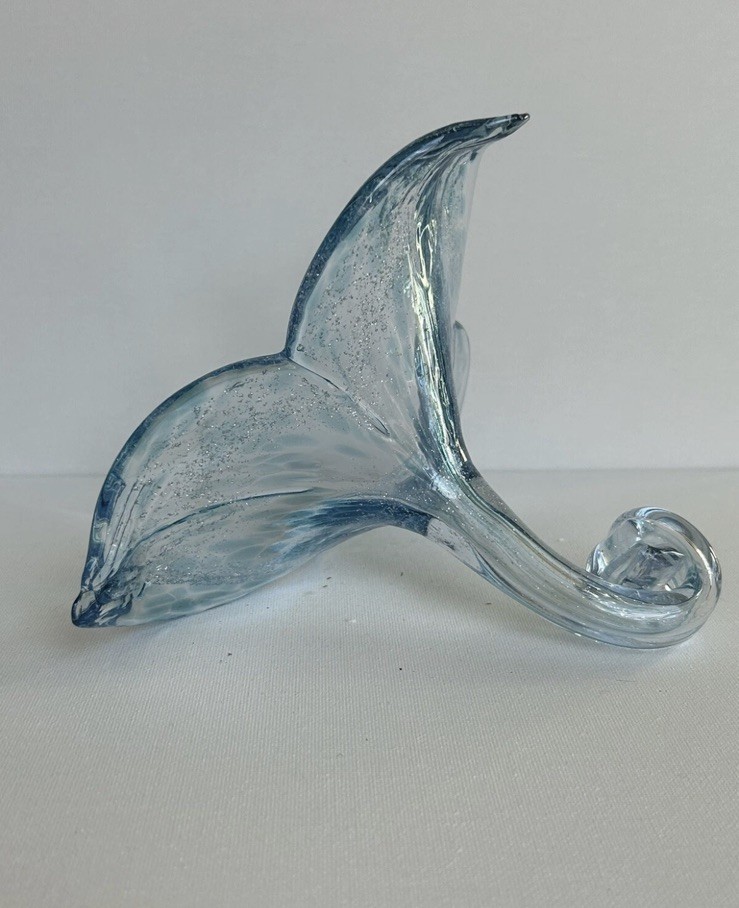 Vintage Murano Glass Blue Flower Tabletop Spiral Stem Italy