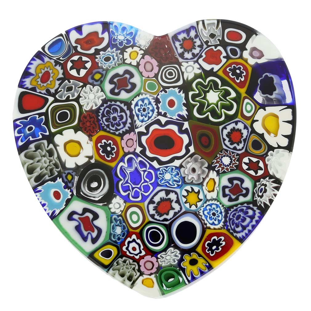 GlassOfVenice Murano Glass Millefiori Heart paperweight – Large