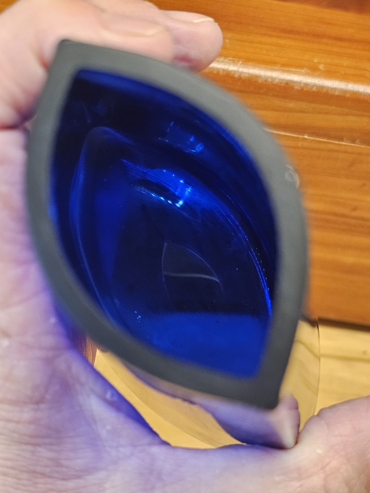 Set Of 2, Colbalt Blue 4″ Vases, Art Glass Curved Oval
