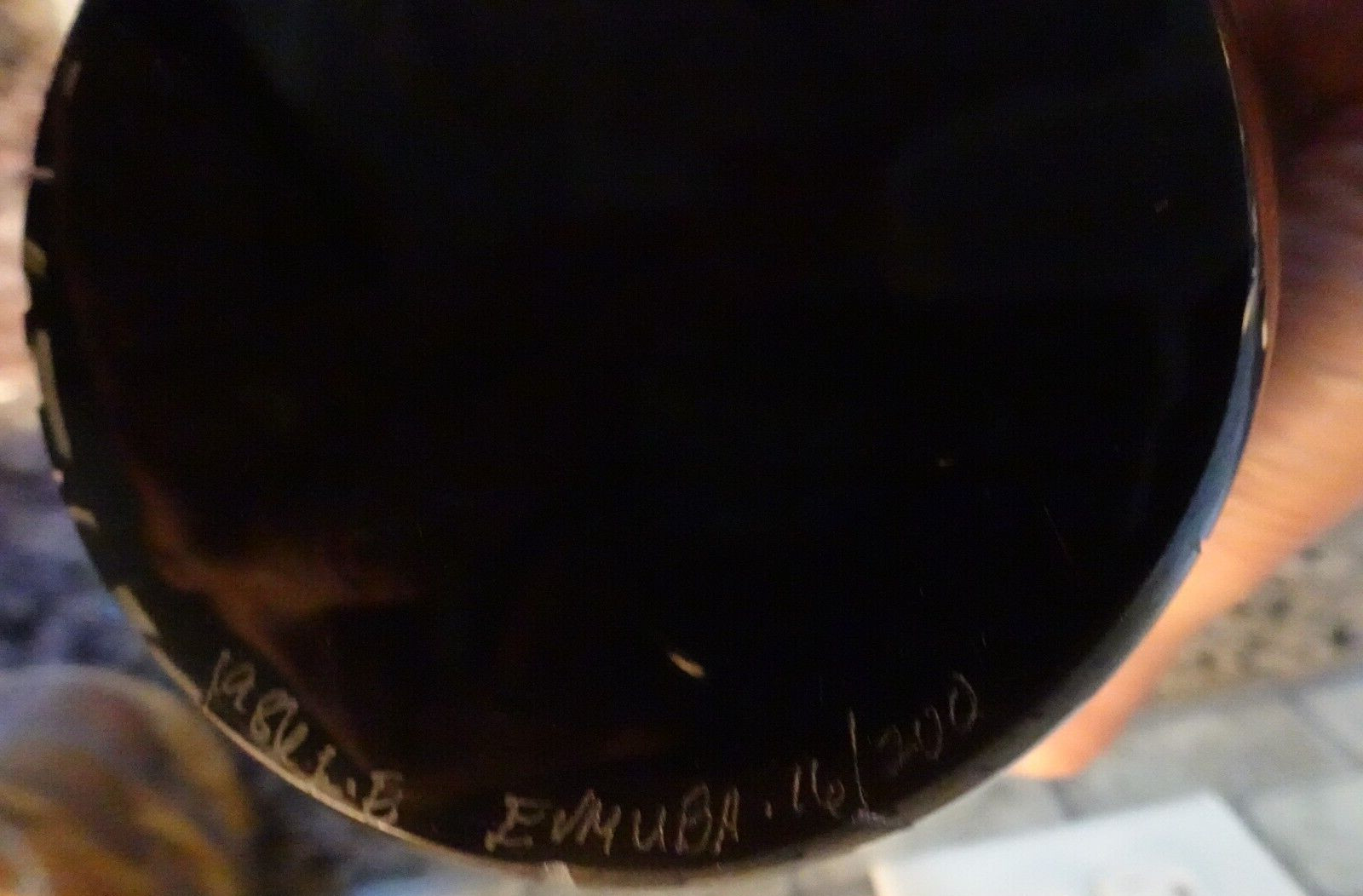 1986 Signed LE #16/200 Correia Cameo Glass Carved NEW YORK Skyline Vase Black
