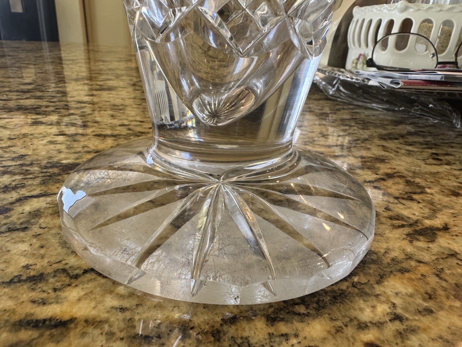 ABP Cut Glass M Vase Floral Engraving 12″