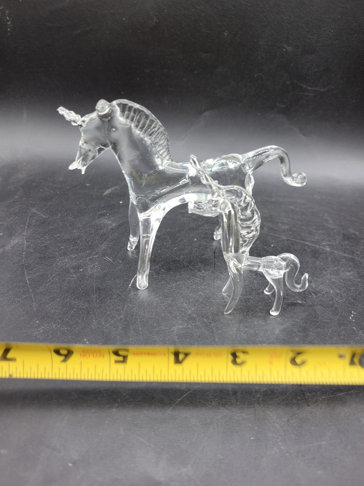 Vintage Pilgrim Art Glass Lampwork Unicorn Mare And Foal Baby Horses Figurines