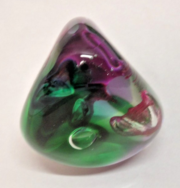 Tear-Drop Shaped Multi-Colored Green Pink Purple Clear Art Glass Paperweight