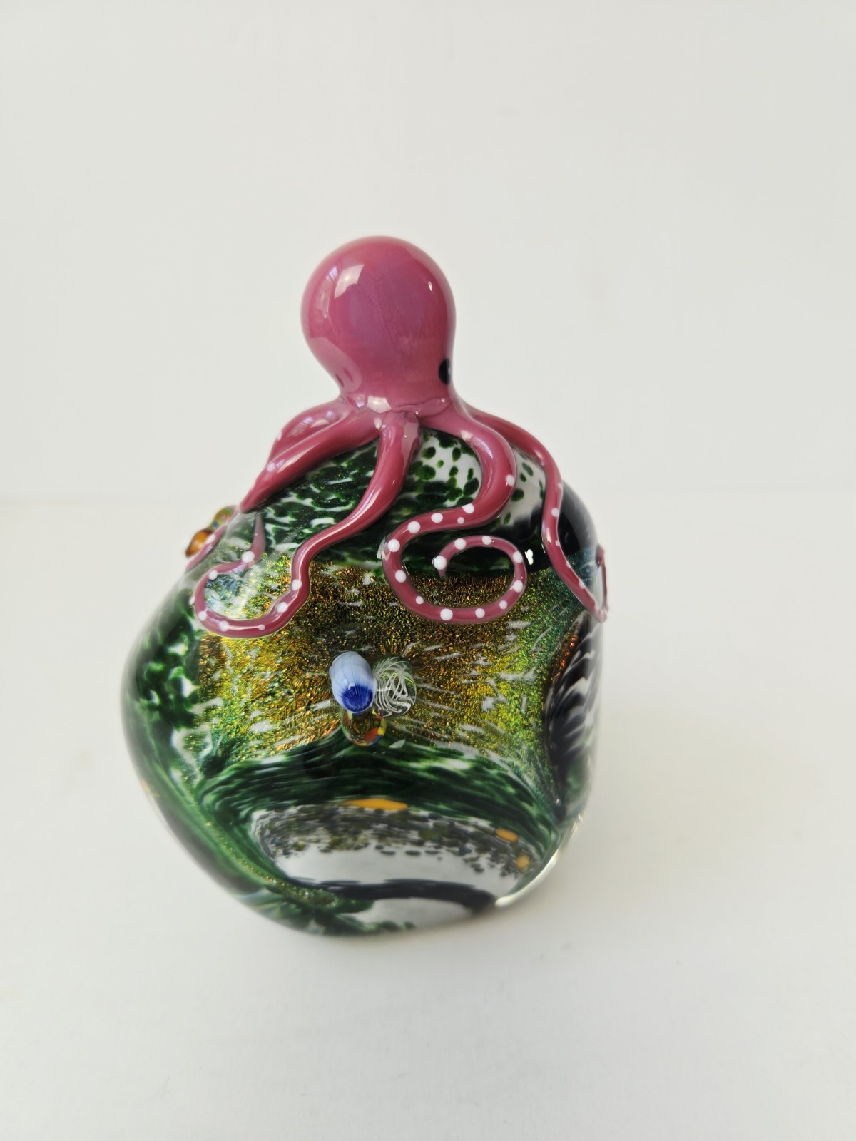 Glass Eye Studio paperweight octopus ocean nautical year 2000 5 1/2″