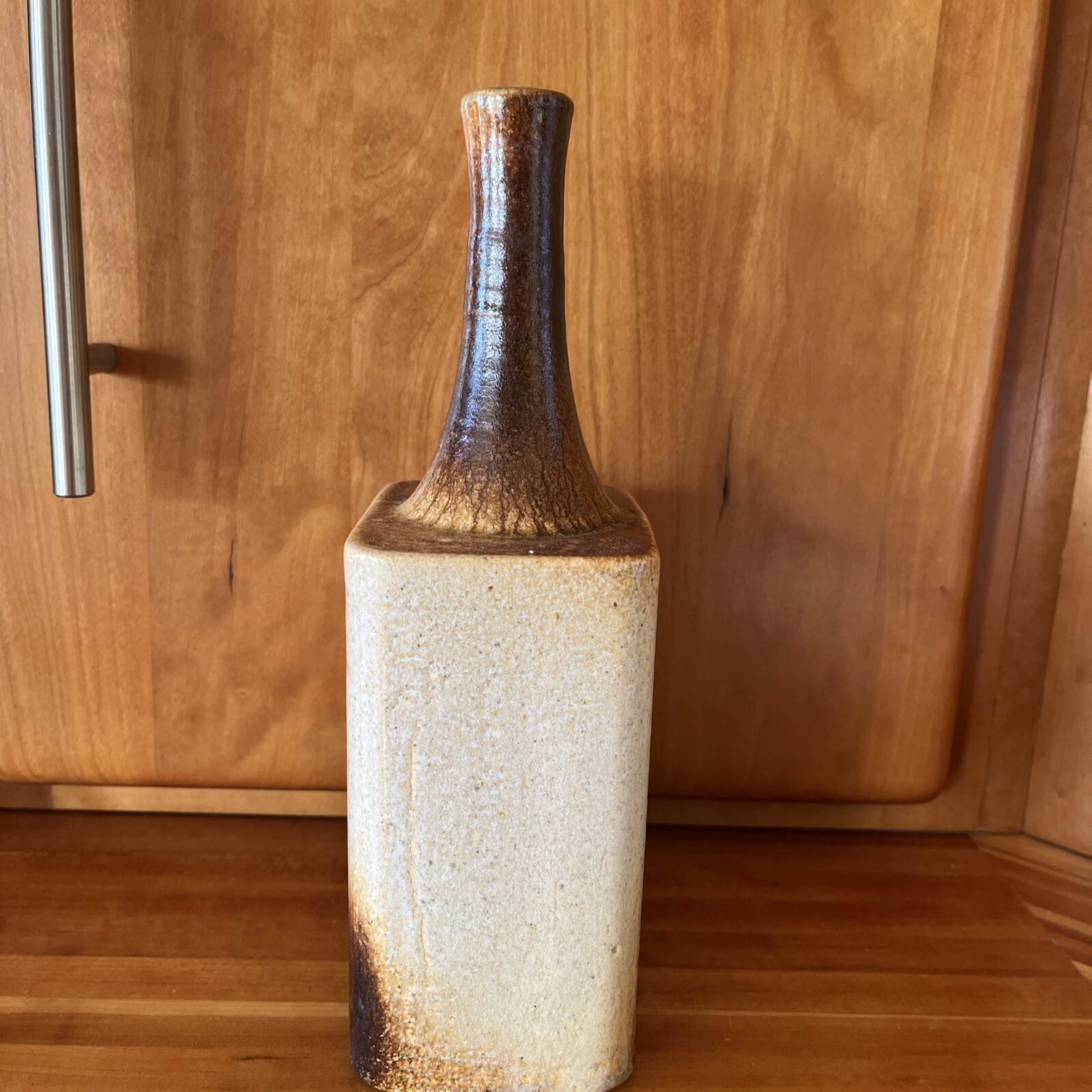 Vintage Art Pottery Long Bottle Neck Vase Artist Signed 1978 -Daniel Cassiet?