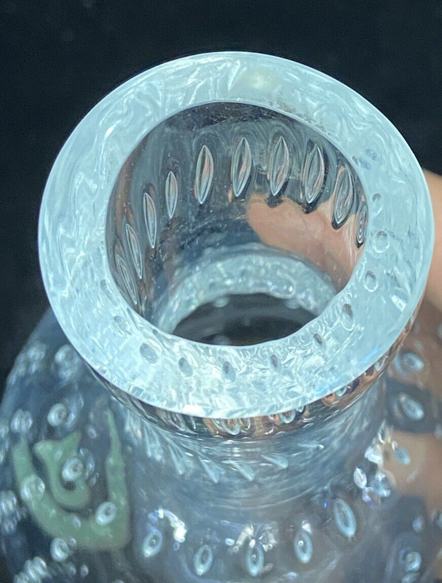 Beautiful Clear Glass Blown Bubble Vase Signed Anna