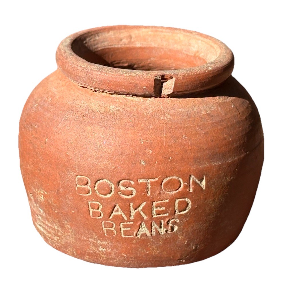 BOSTON BAKED BEANS ANTIQUE CROCK 1890s RED WARE PRIVY DUG NEW JERSEY CUTE