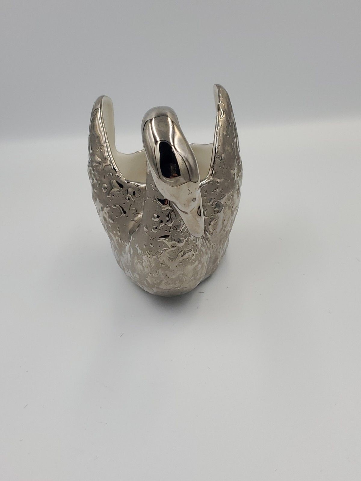 RARE WEEPING SILVER DIPPED SWAN PLANTER BY HOLLEY ROSS LaANNA PA GOOSE China