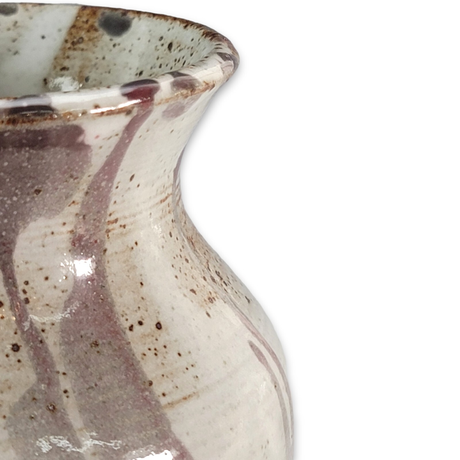 Vintage Studio Art Pottery Raku Vase 5” – Brown Drip Glaze, Rustic Ceramic