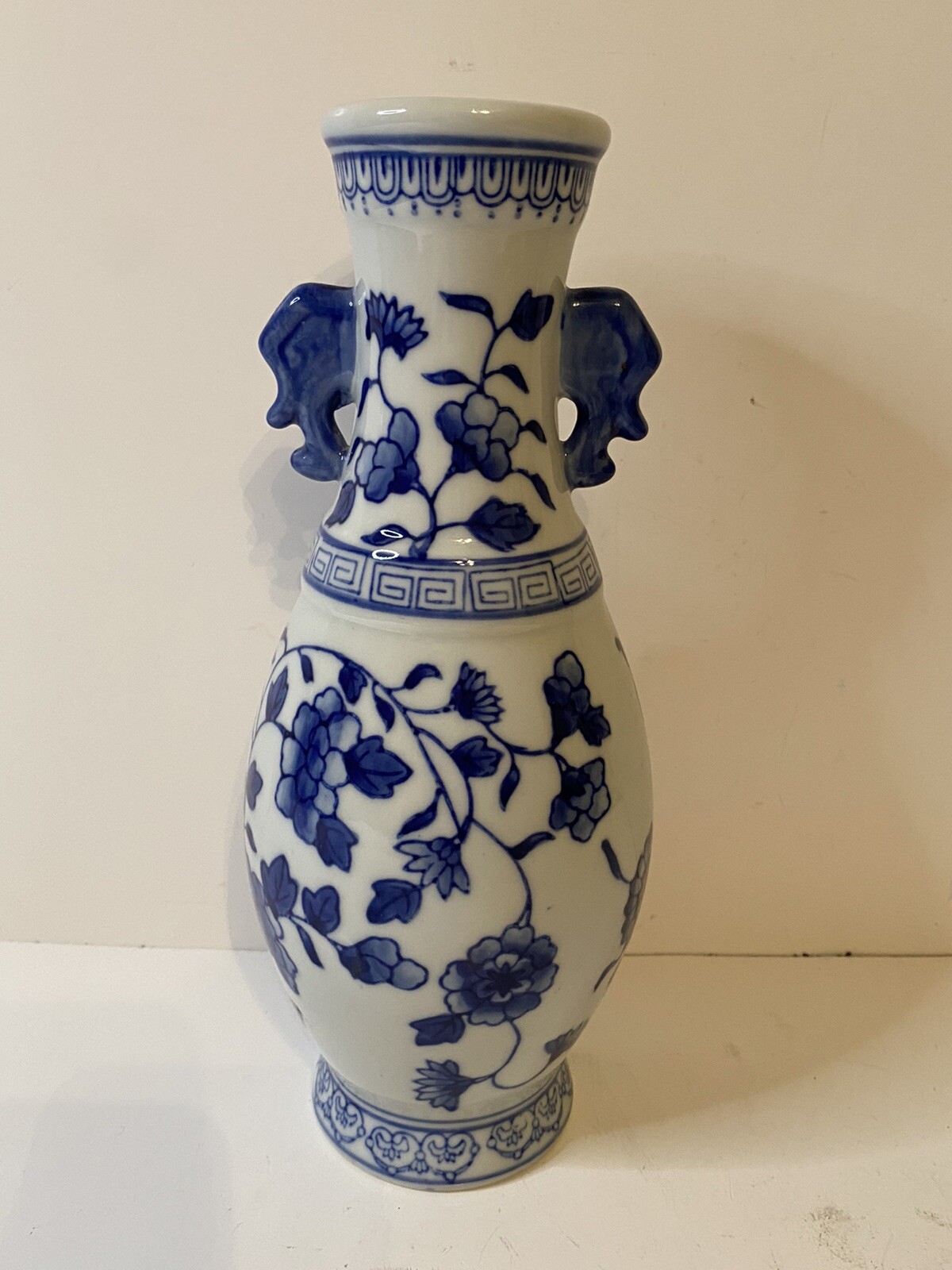 Blue and White Porcelain Bud Vase 10” H Ceramic Pottery China